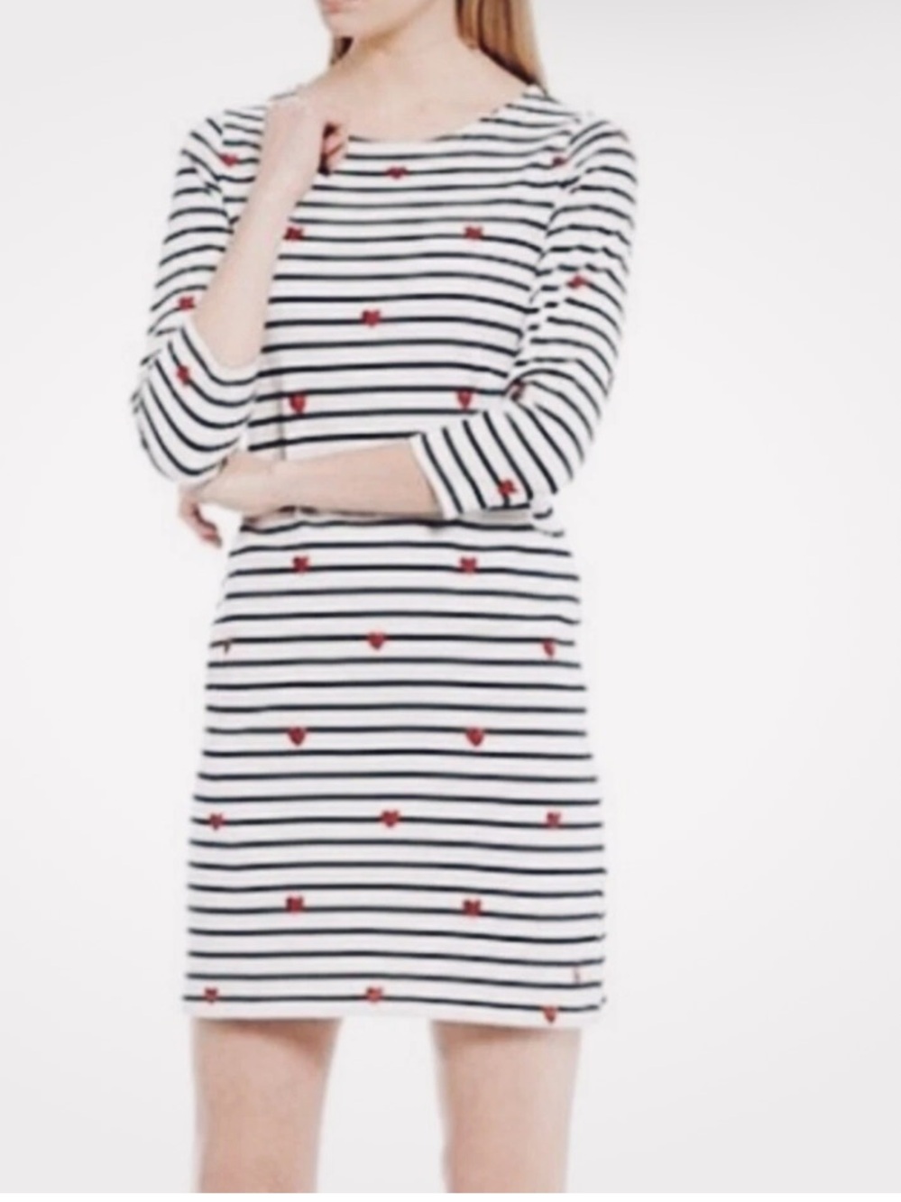 Joules Riviera T-Shirt Dress With Red Hearts; Size 6